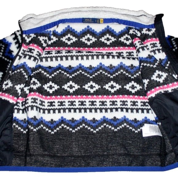 NWT Polo Ralph Lauren Women's Sherpa Fleece Fair Isle Full Zip Jacket XL - Picture 3 of 6
